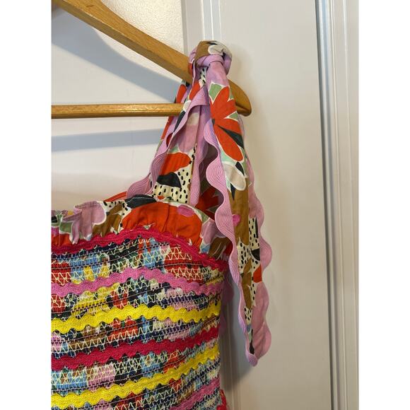 CeliaB Nilsa Multi-Color Floral Print Smocked Midi Dress Size Medium - Picture 6 of 12